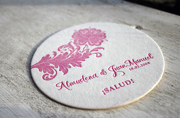 Nonpareil letterpress coaster with calligraphy