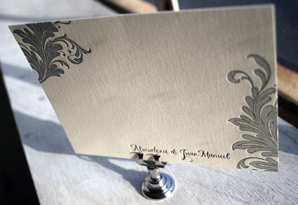 Nonpareil letterpress wedding invitation with calligraphy
