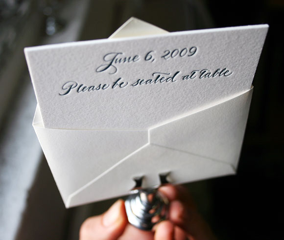 Cute letterpress placecard with calligraphy