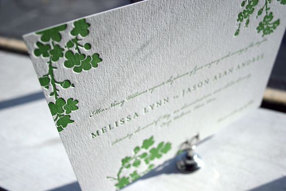 1-Color Mimosa Letterpress Wedding Invitation