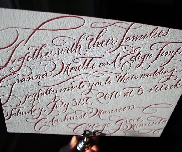 New Calligraphy letterpress wedding invitations - Bella Figura