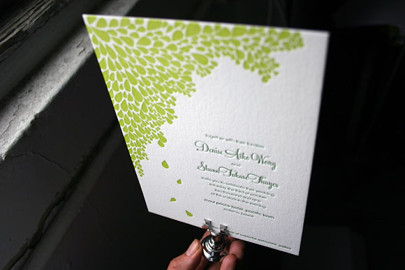 Tropical Colors Letterpress Wedding Invitations in Dewdrop by Bella Figura