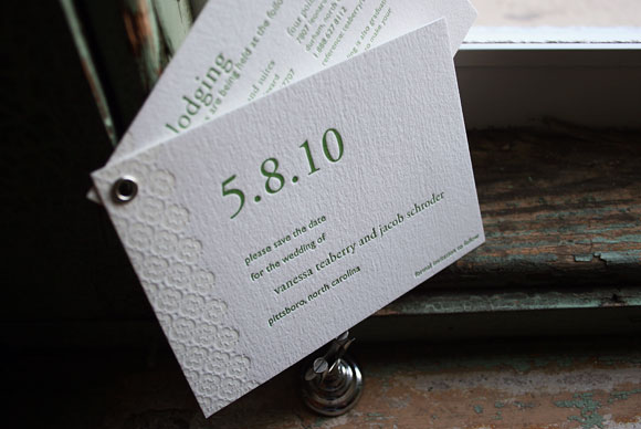 Grommeted Letterpress Save the Date by Bella Figura
