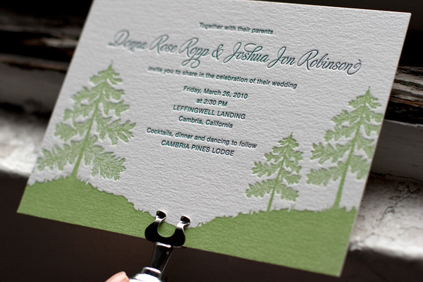 Adirondack Letterpress Wedding Invitations by Bella Figur