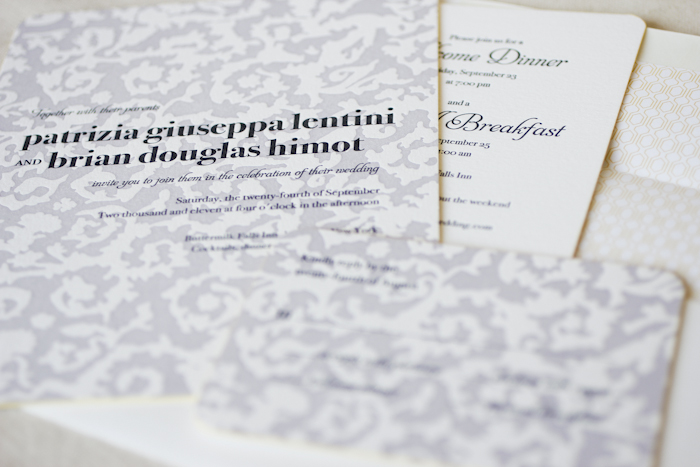 whimsical letterpress wedding invitation