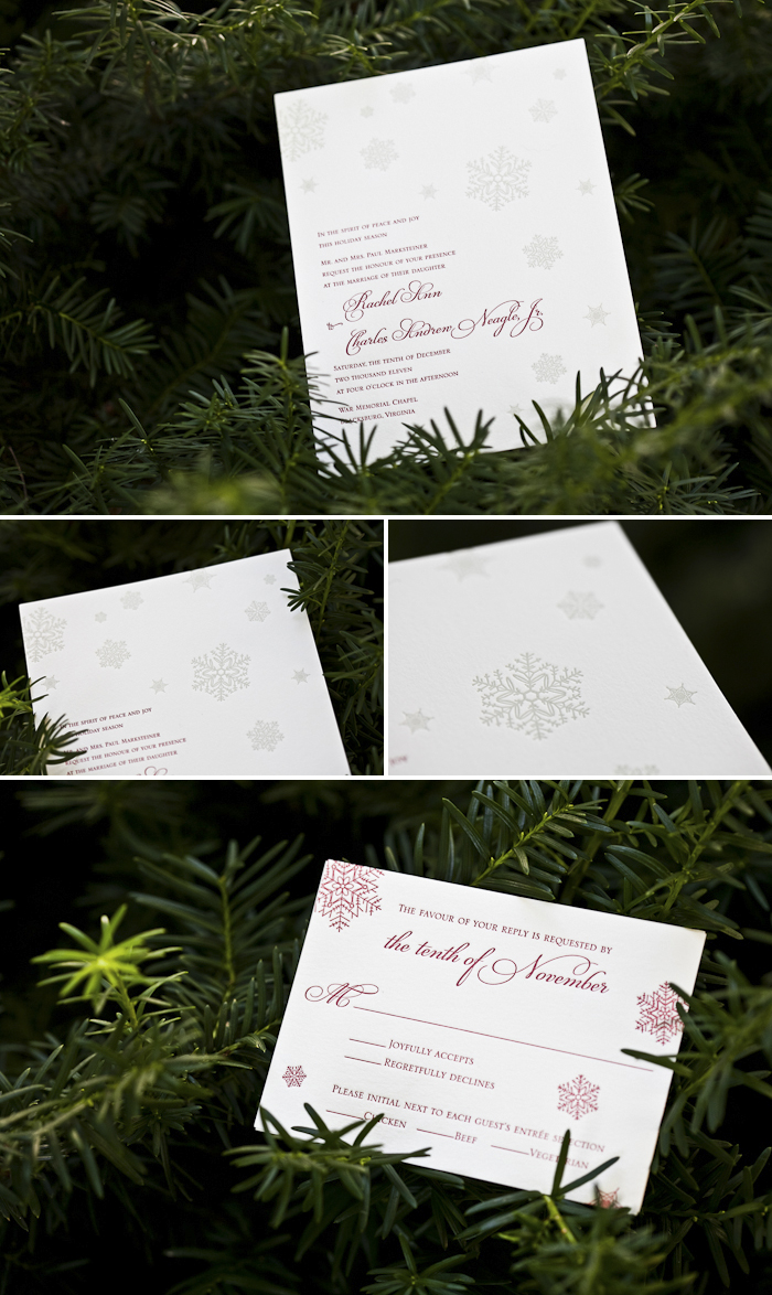 winter lettepress wedding invitations