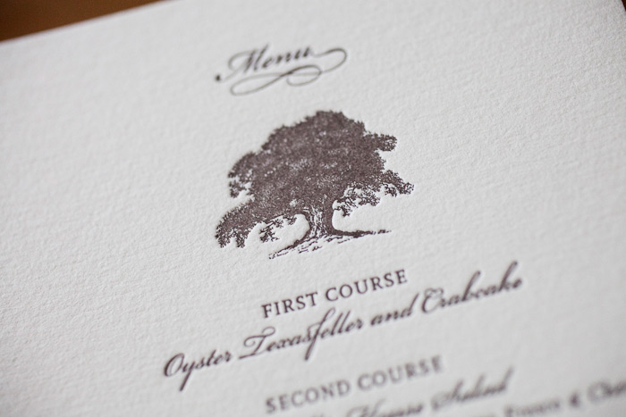 nature inspired letterpress wedding menus