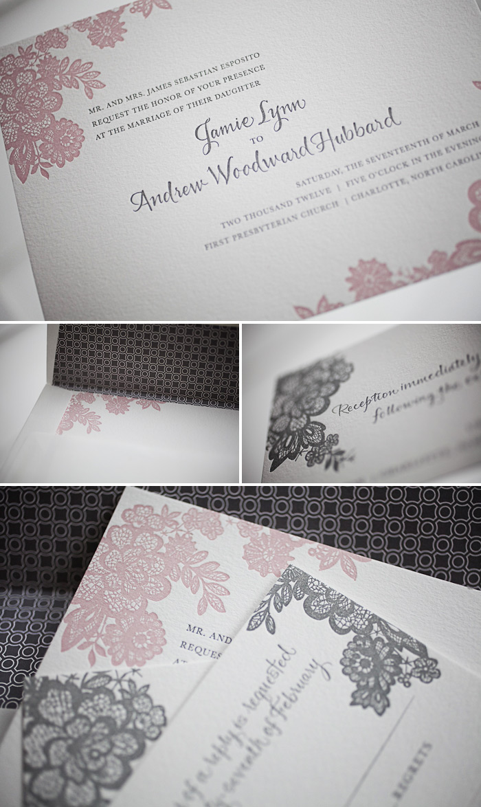 romantic letterpress wedding invitations