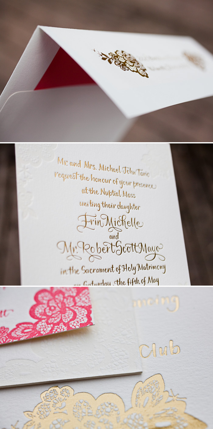 foil and letterpress wedding invitations
