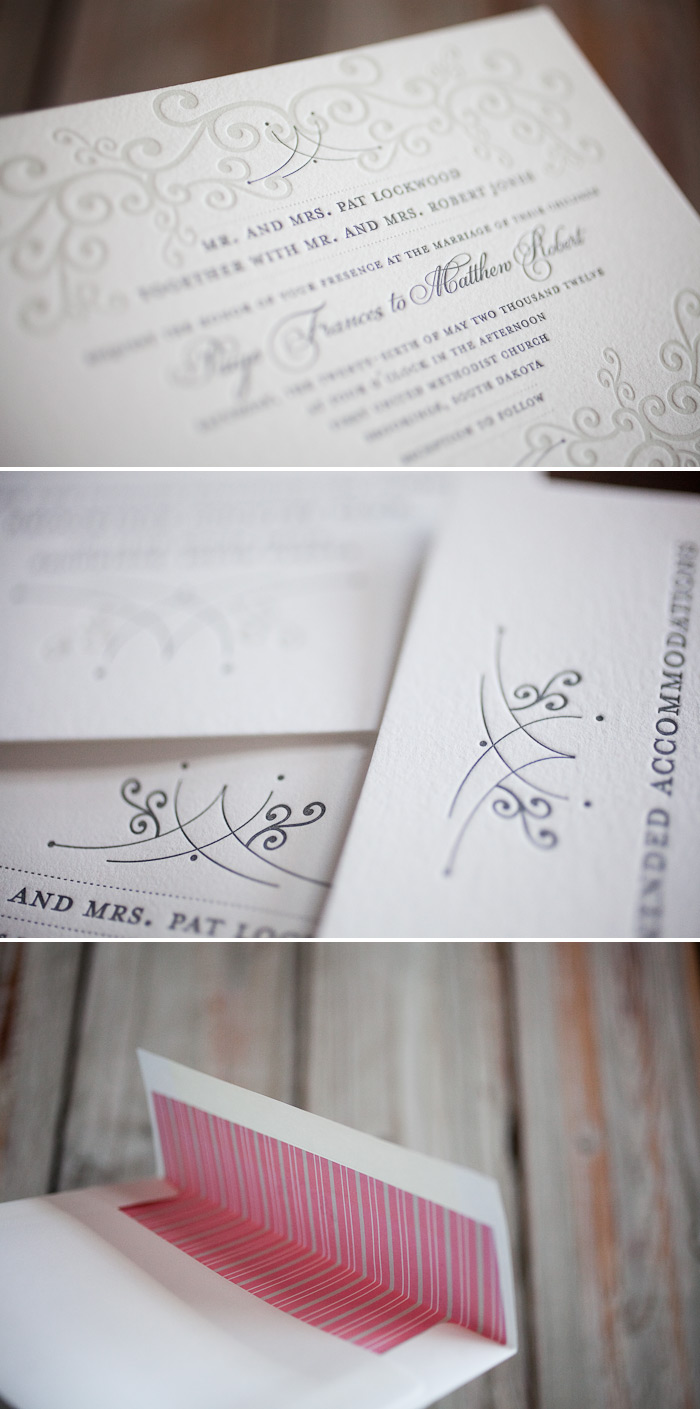 elegant letterpress wedding invitations