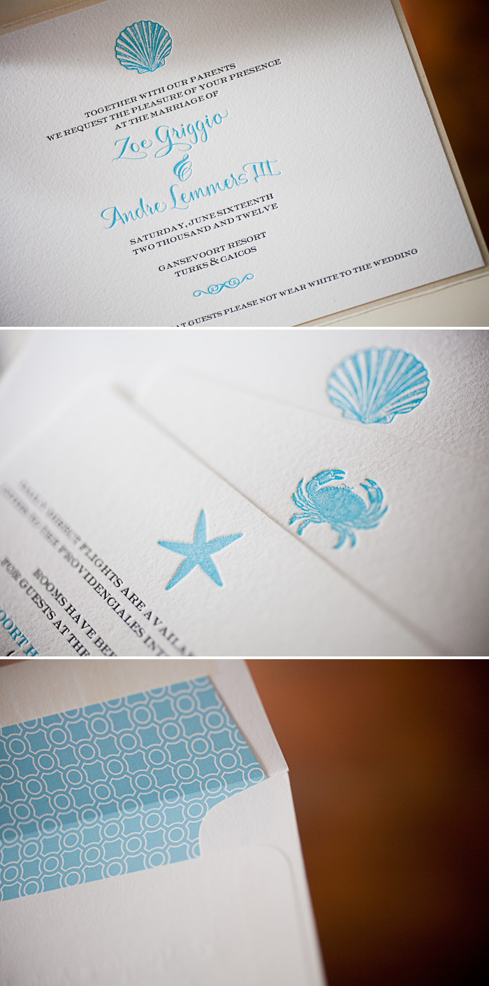 nautical blue letterpress wedding invitations