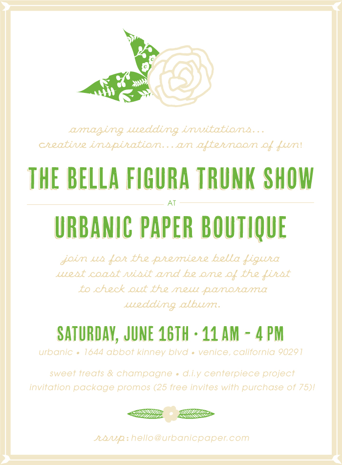 Bella Figura + Urbanic are teaming up for a trunk show! Saturday, June 16 from 11am-4pm