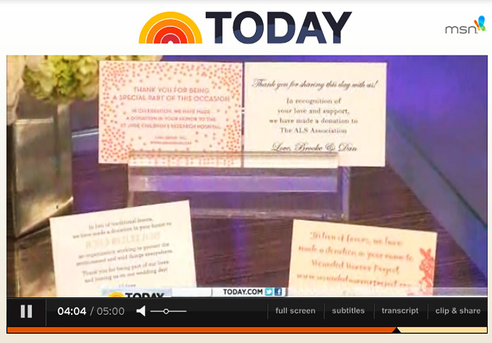 Bella Figura's free charitable favor cards were featured on the Today Show on June 11, 2012