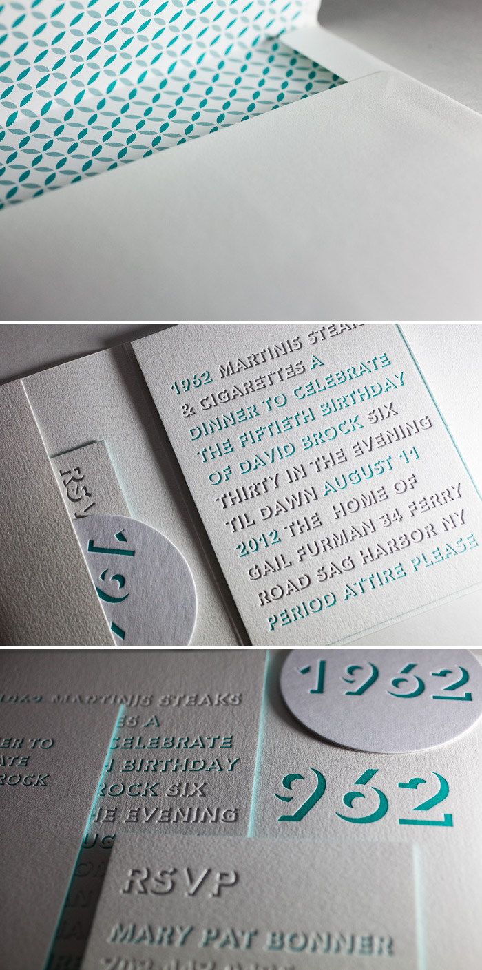This is a customization of Bella Figura's Bennet Simple design featuring letterpress and foil stamping.