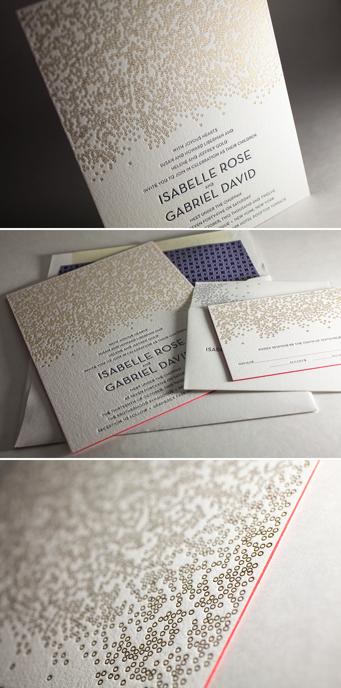 This letterpress and foil customization of our Joie de Vivre design shines.