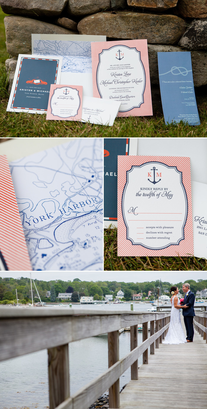 Nautical wedding invitations for a Maine wedding in June 