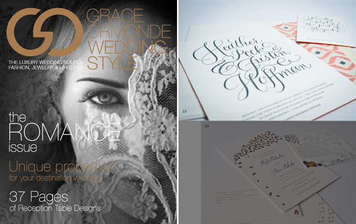 Grace Ormonde Wedding Style featureda letterpress invitation called Simple Charms from Bella Figura in their second digital issue