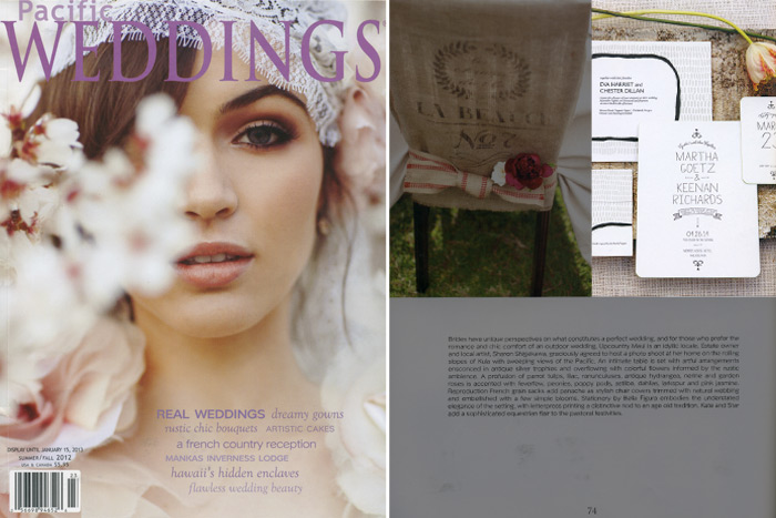 Pacific Weddings included two modern invitations from Bella Figura in their summer/fall 2012 issue