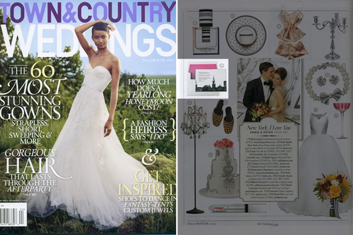 Town & Country Weddings featured Bella Figura's Charmed NY letterpress invitation in their fall issue. Charmed NY is an invitation that features the NYC skyline