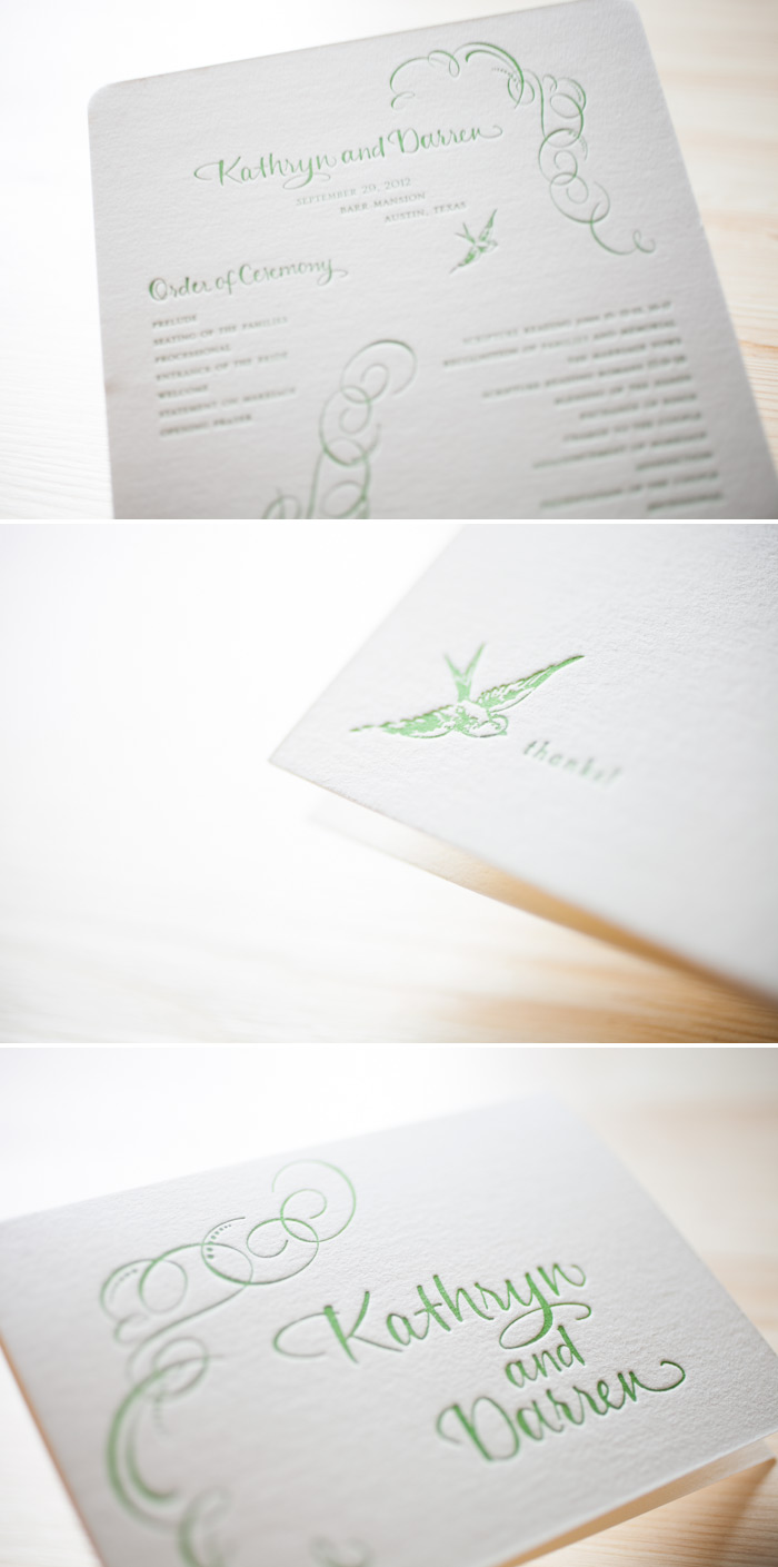 Oversized letterpress wedding program