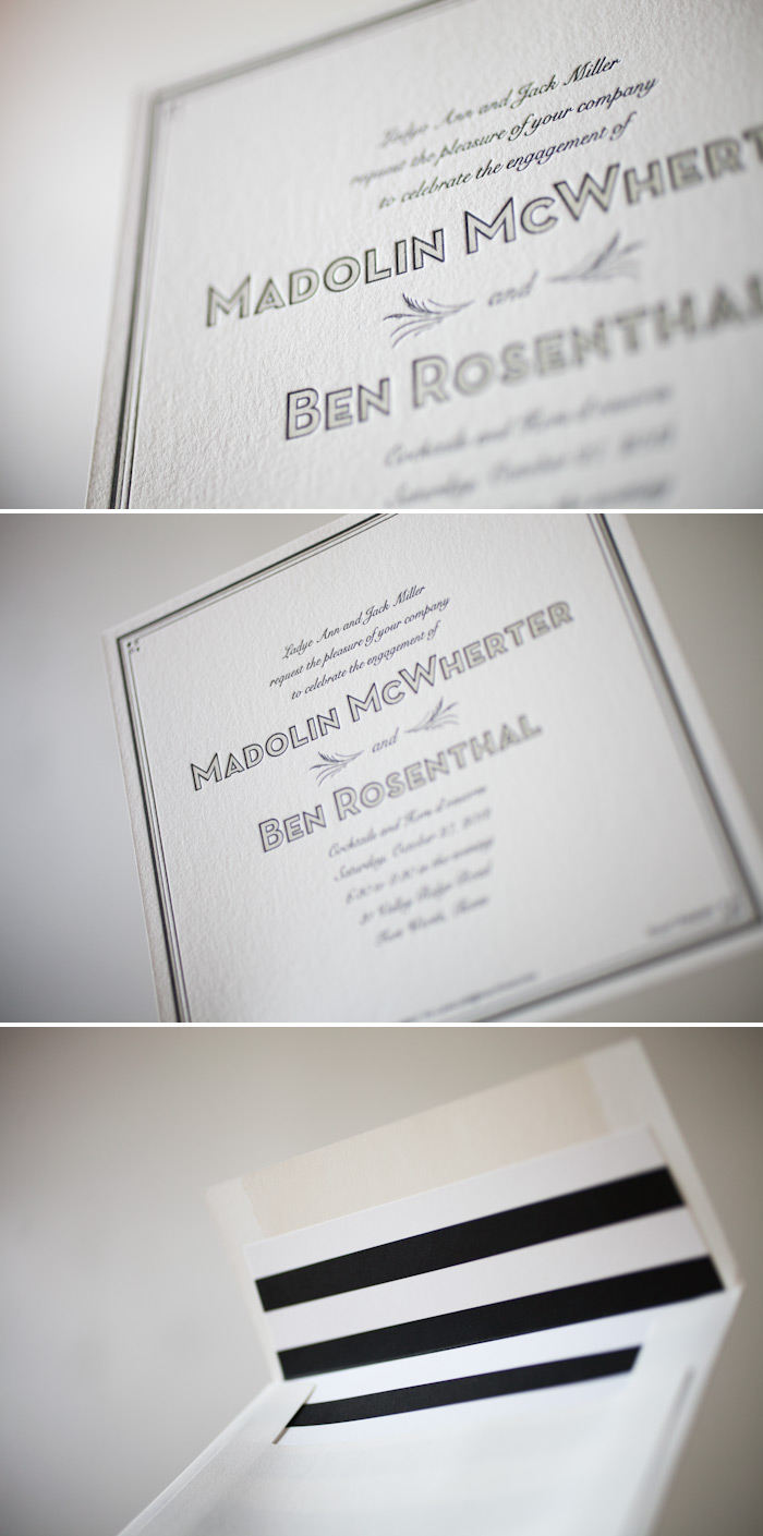 We can letterpress print custom engagement announcements and invitations