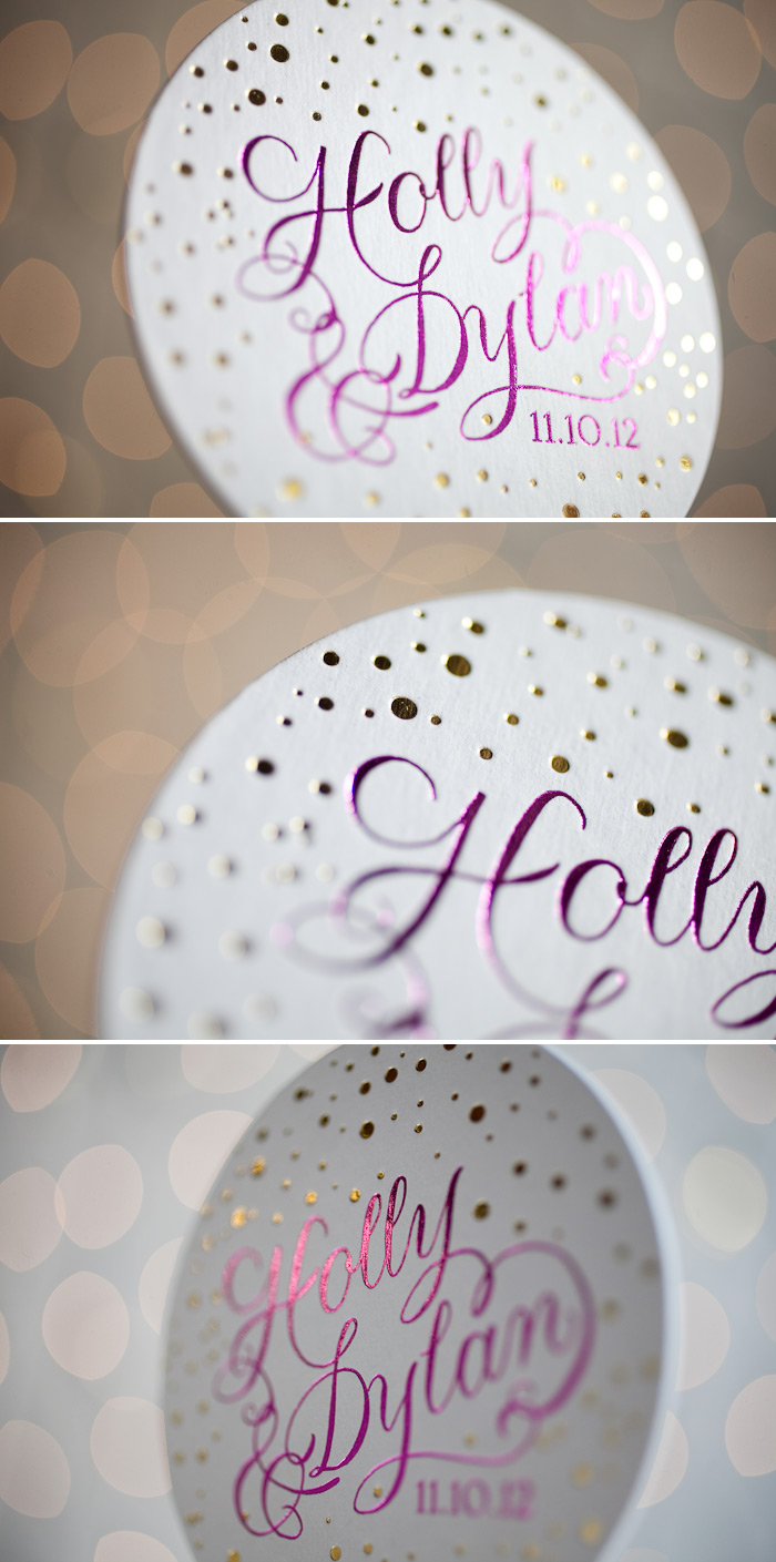 Custom foil stamping creates gorgeous coasters.