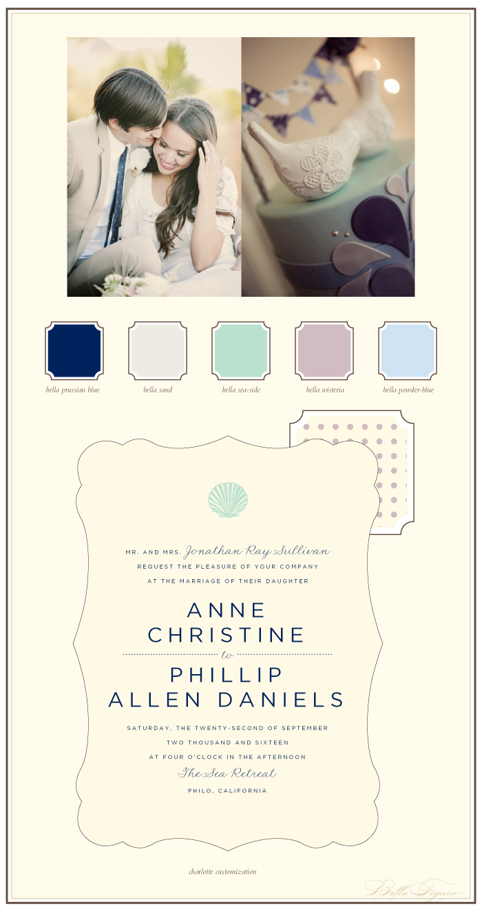 Pastels are the perfect hues for this letterpress wedding invitation