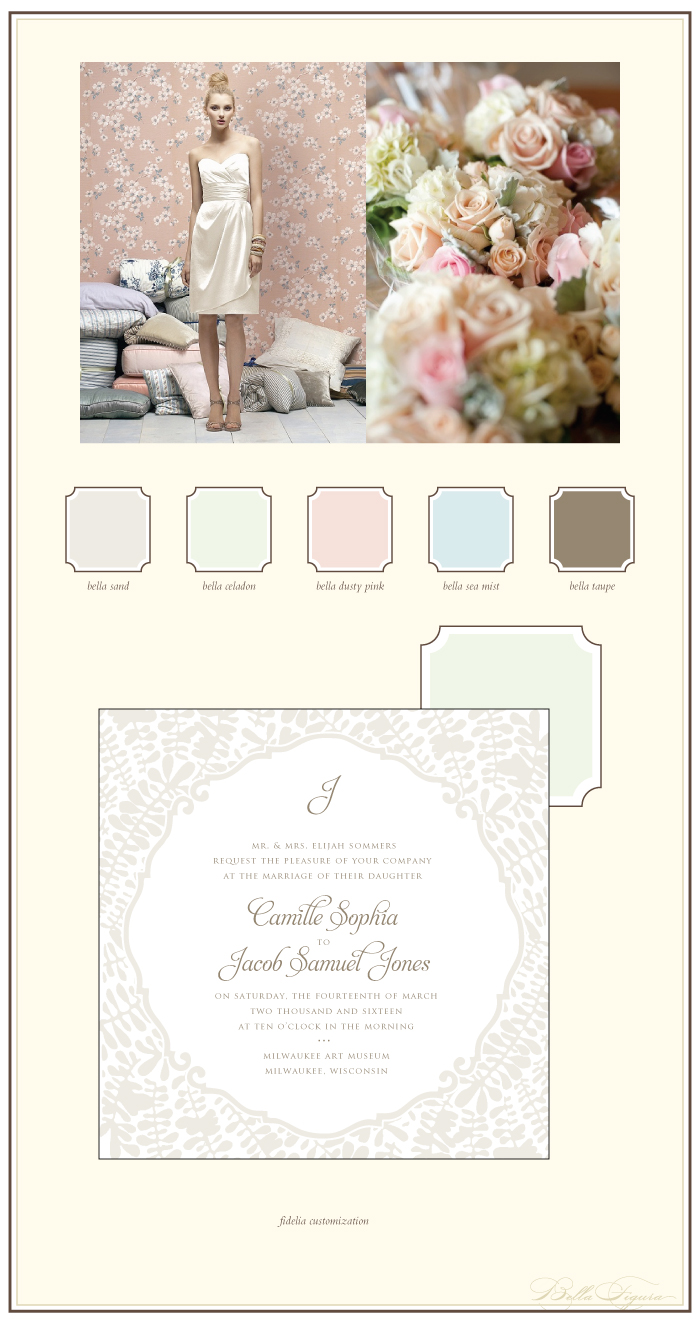 Springy pastels look lovely on our letterpress wedding invitations