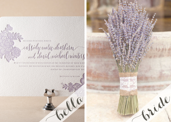 Lavender letterpress wedding invitations
