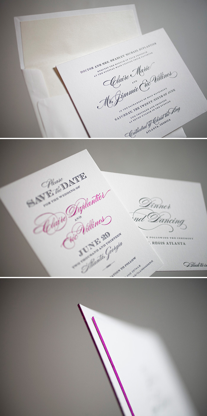 Sophisticated letterpress wedding suite