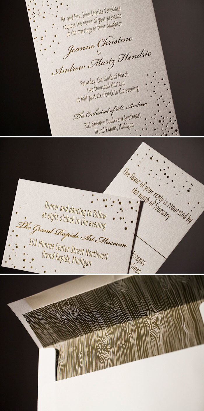 Gold foil wedding invitations with style