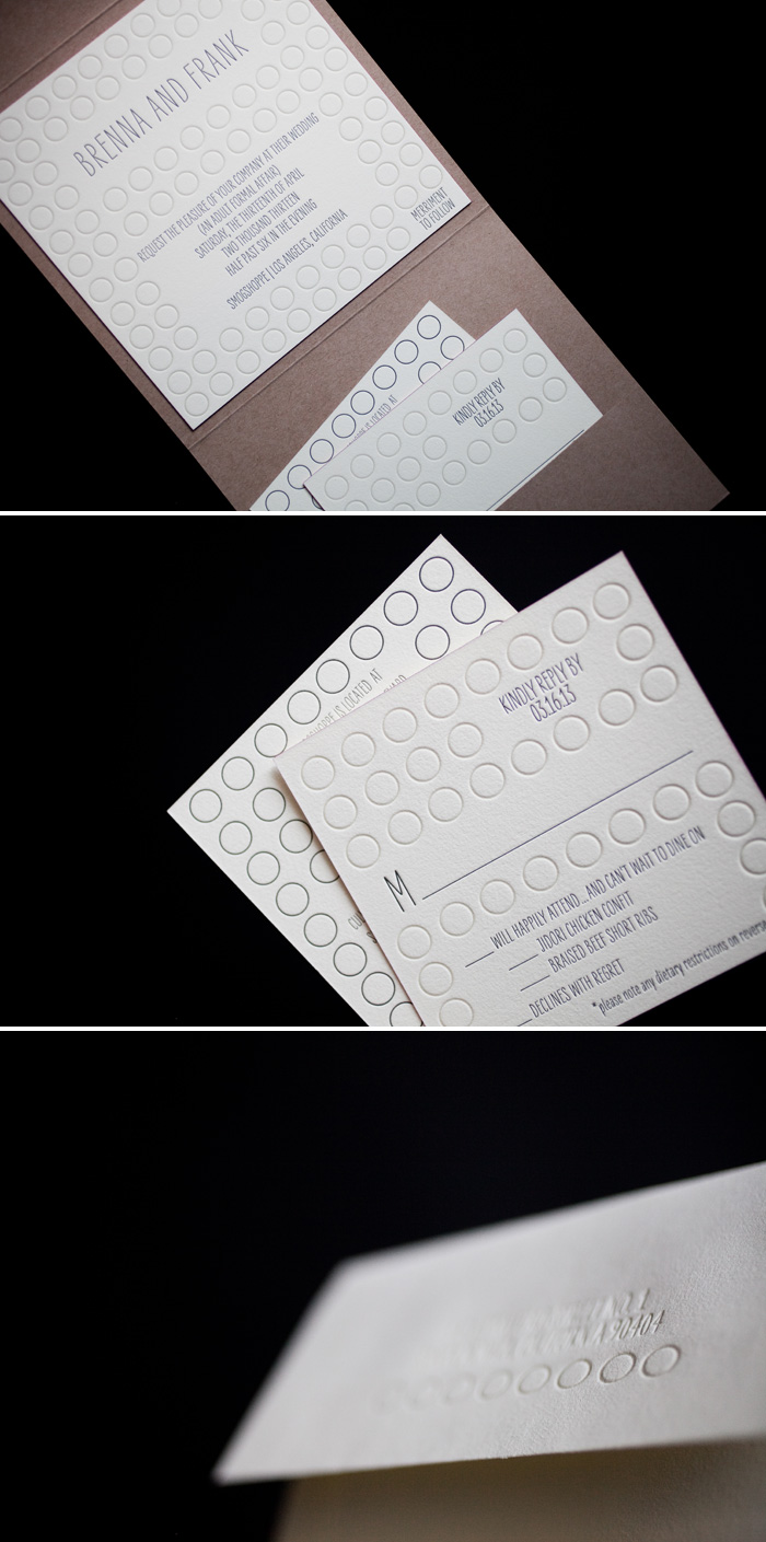 Contemporary letterpress wedding invitations by Bella Figura