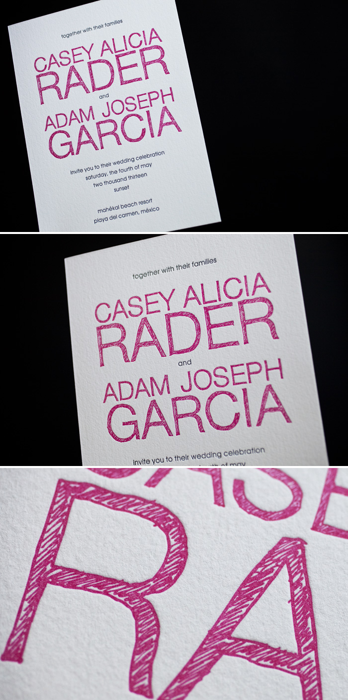 Letterpress wedding invitations by Bella Figura