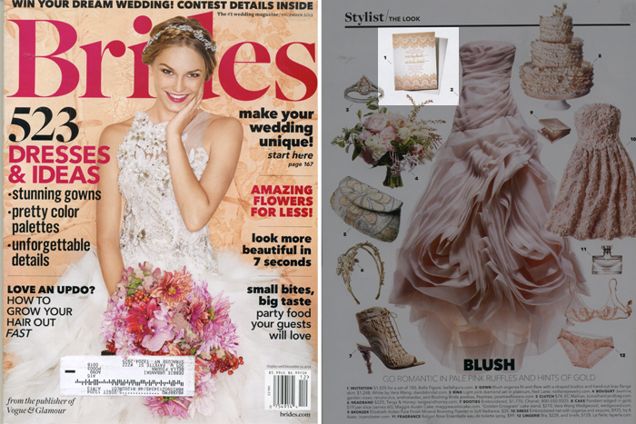 Letterpress wedding invitations from Bella Figura in brides magazine