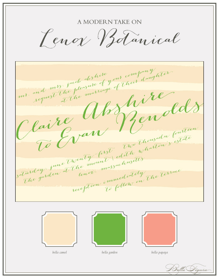 Lenox Botanical letterpress wedding invitations from Bella Figura are on sale through August 31, 2013