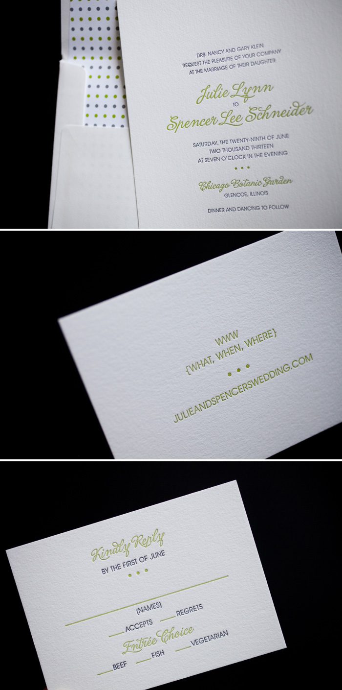 Bella Figura prints trendy letterpress wedding invitations