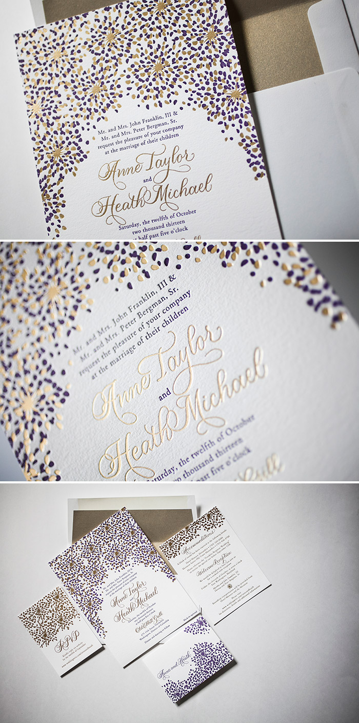 Modern Fete wedding invitations in Gold Matte foil by Bella Figura